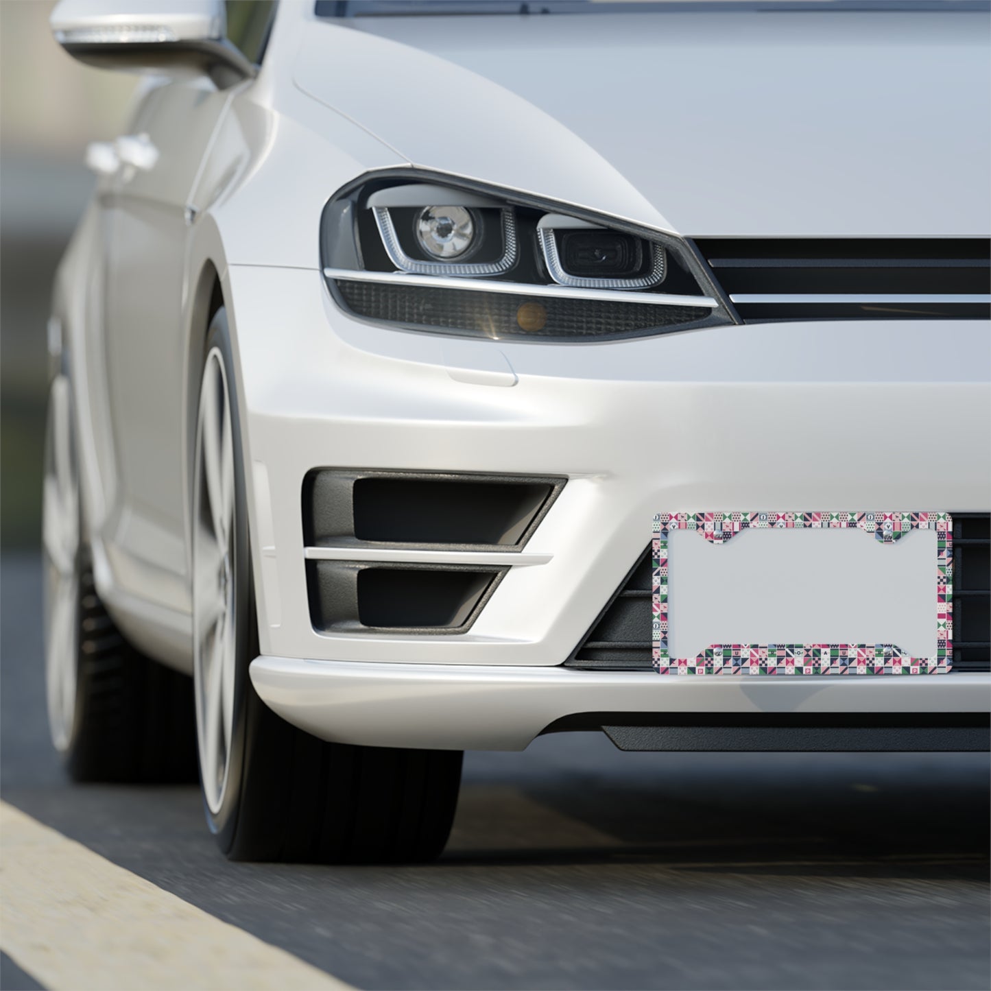 Equestrian Patchwork Metal License Plate Frame