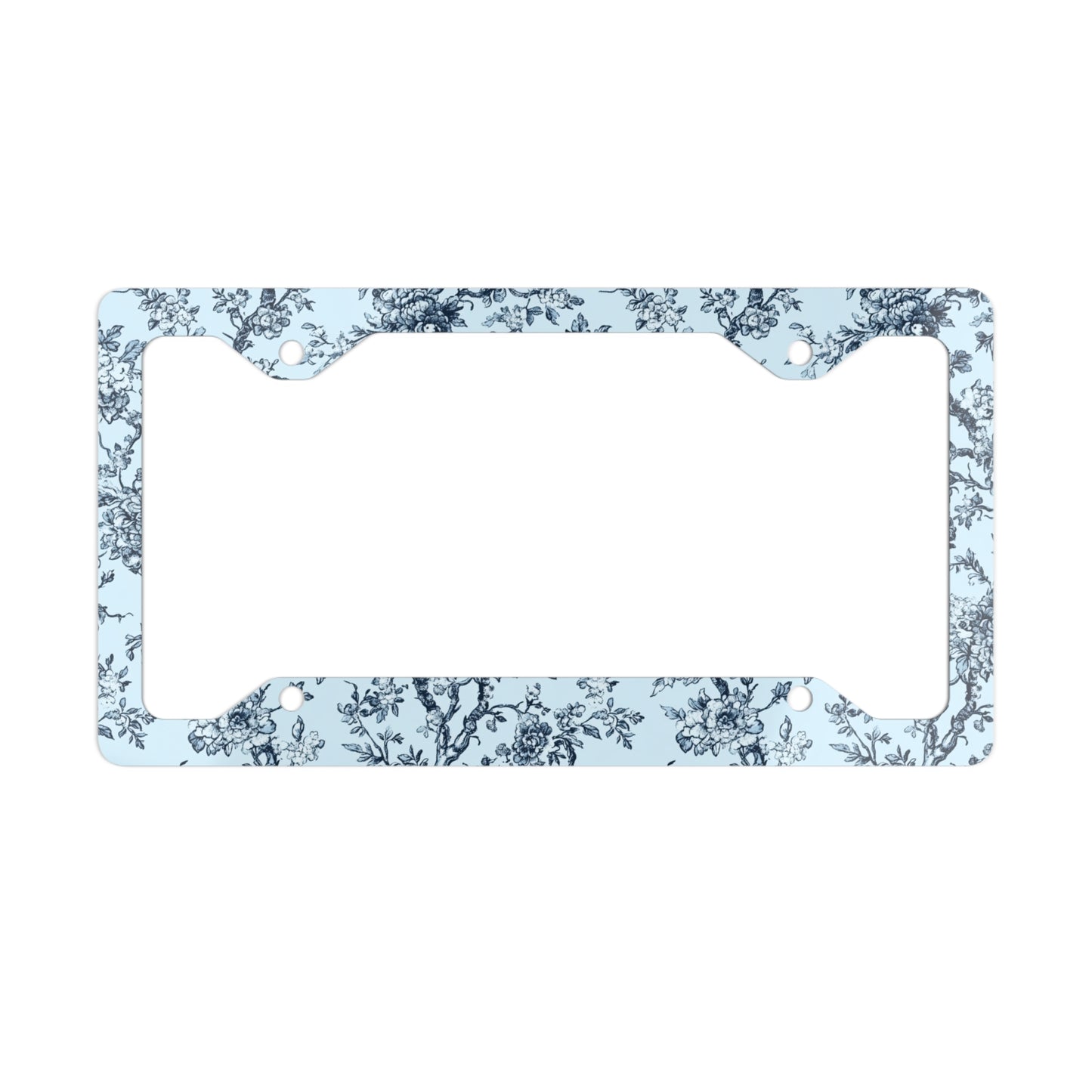 Blue Toile Metal License Plate Frame