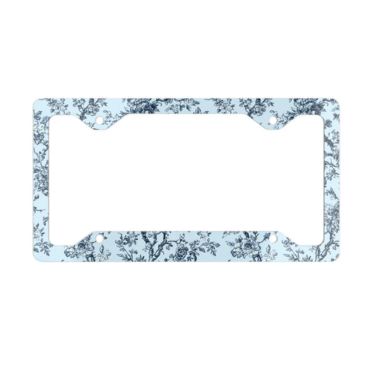 Blue Toile Metal License Plate Frame