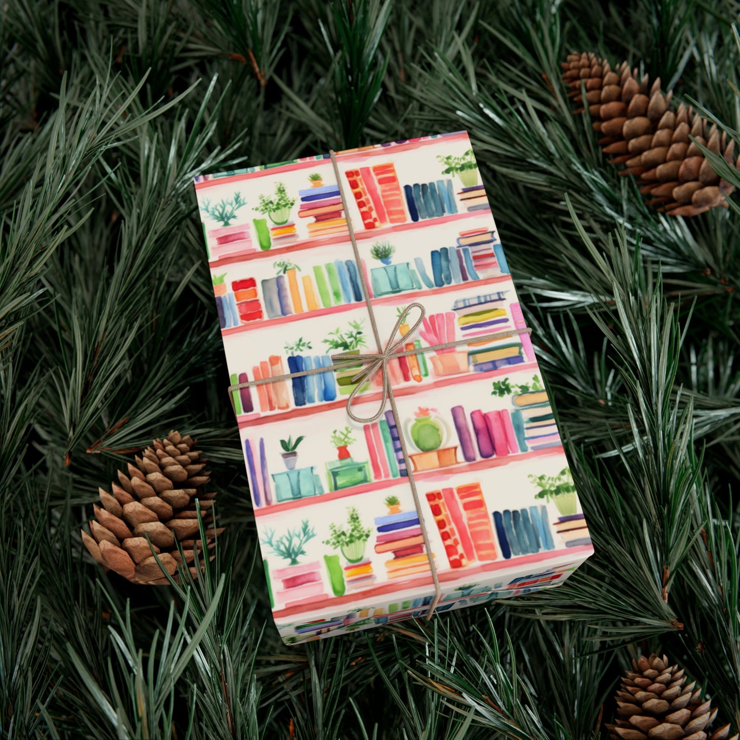 Colorful Bookshelf Gift Wrap