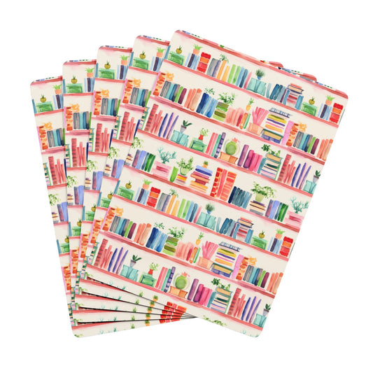 Watercolor Bookshelves Playing Cards