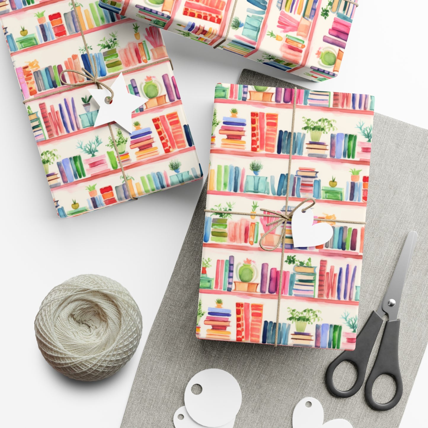 Colorful Bookshelf Gift Wrap