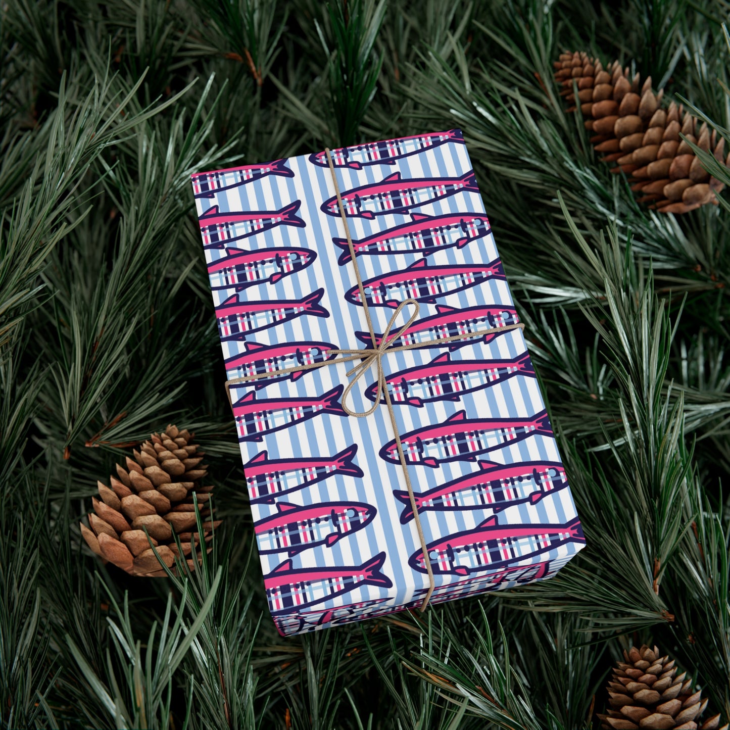 Plaid Sardines Gift Wrap