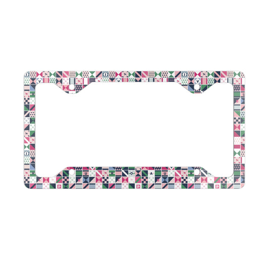Equestrian Patchwork Metal License Plate Frame
