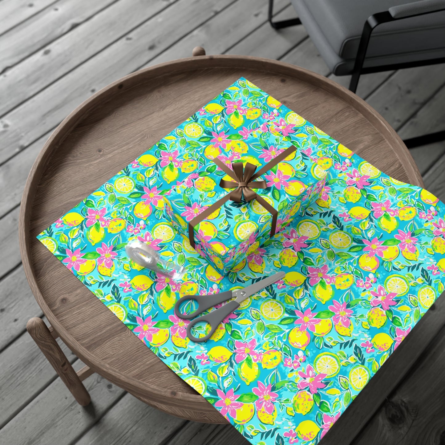 Lemon Floral Gift Wrap