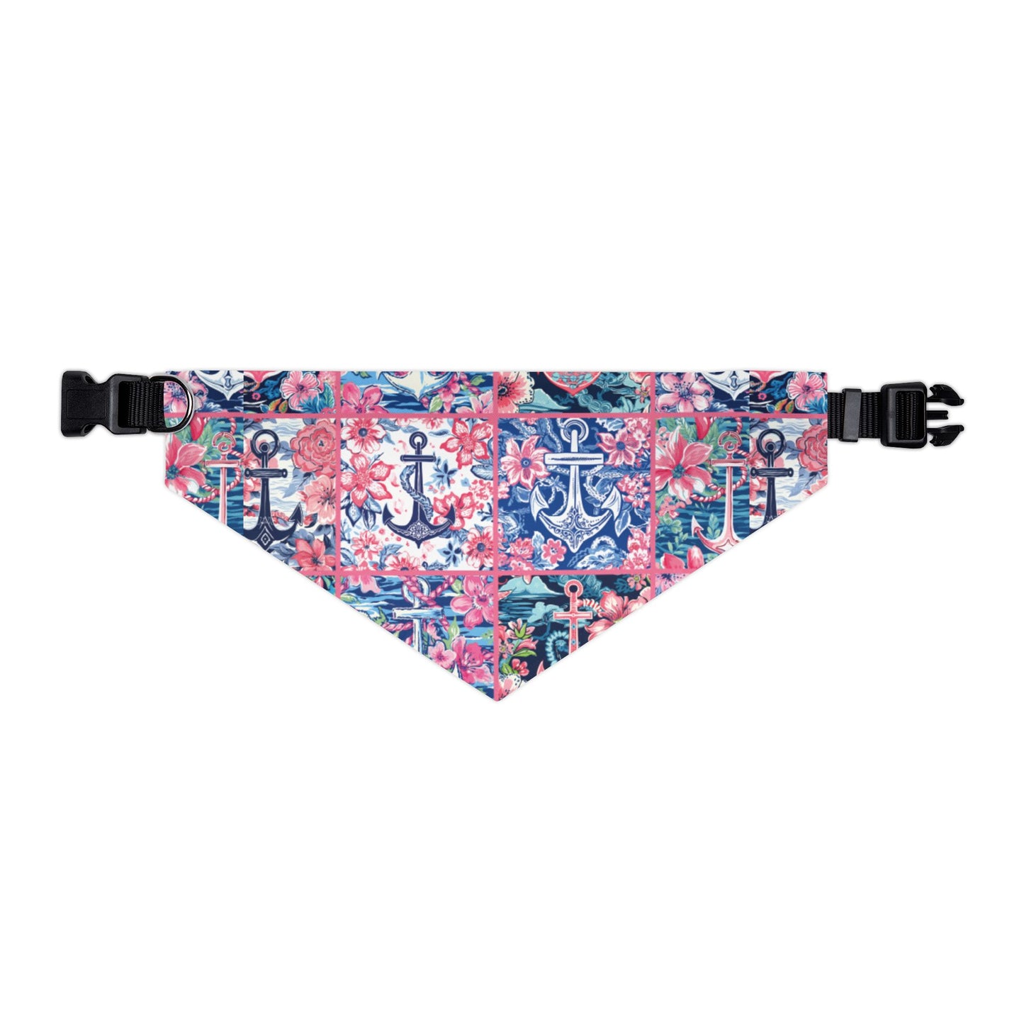 Floral Anchors Pet Bandana Collar