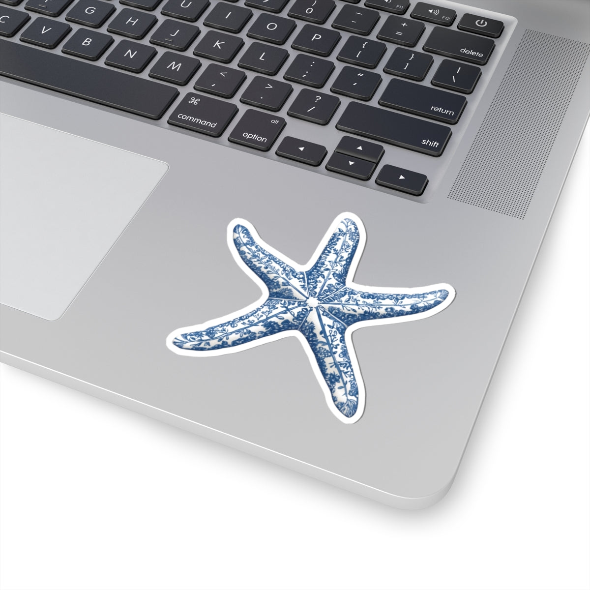 Blue Floral Starfish Kiss-Cut Sticker