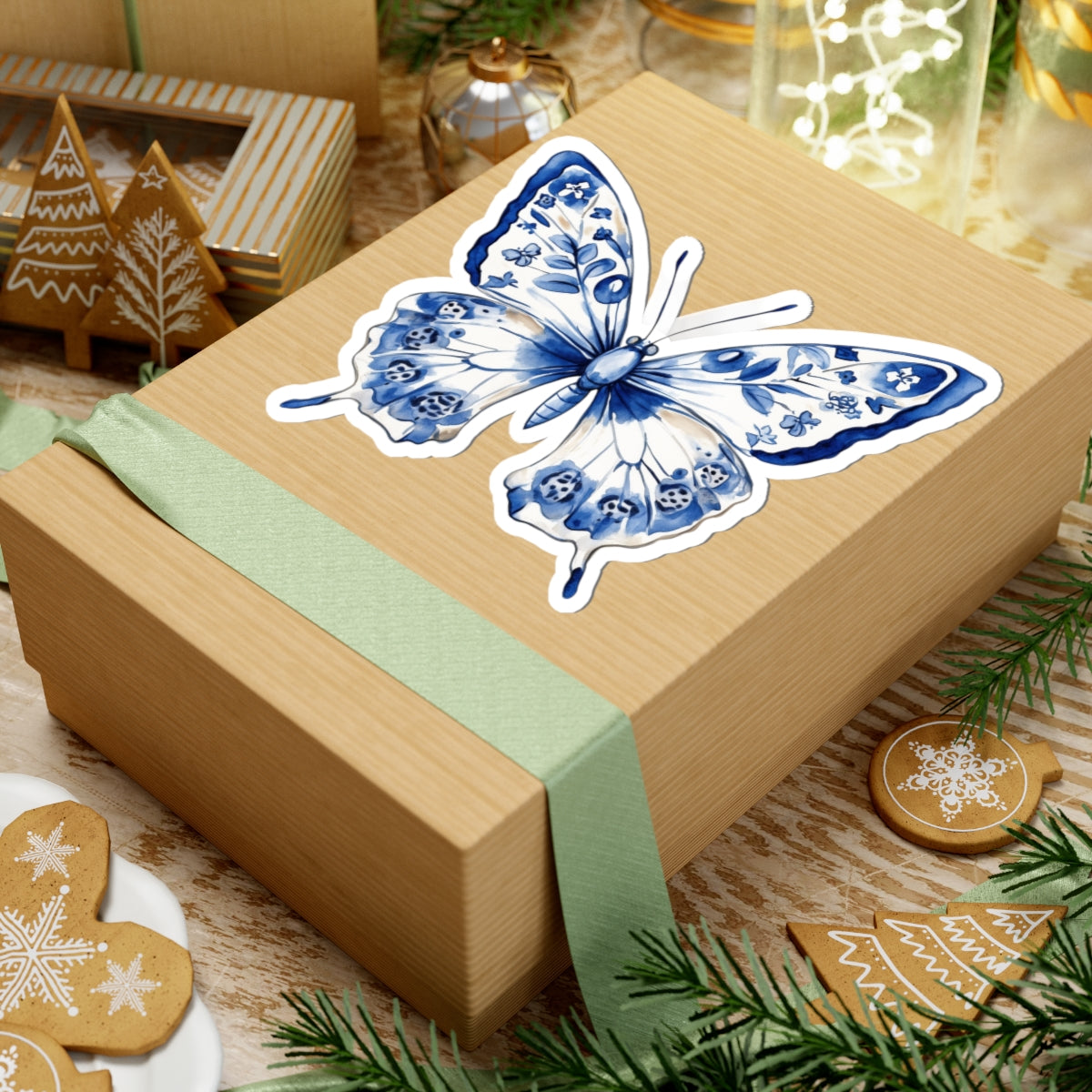 Elegant Blue Butterfly Kiss-Cut Stickers