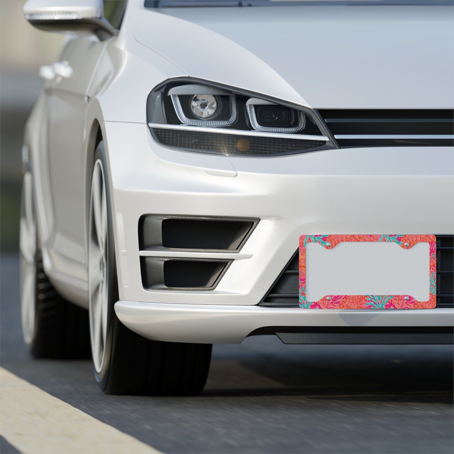 Coral Metal License Plate Frame