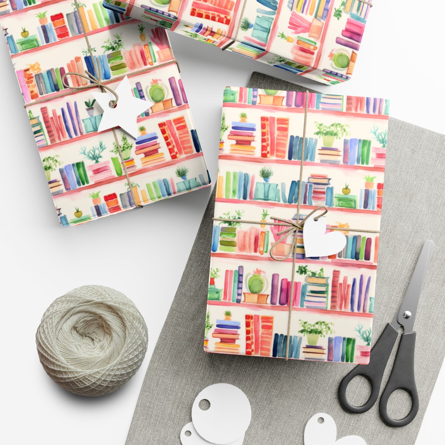 Colorful Bookshelf Gift Wrap