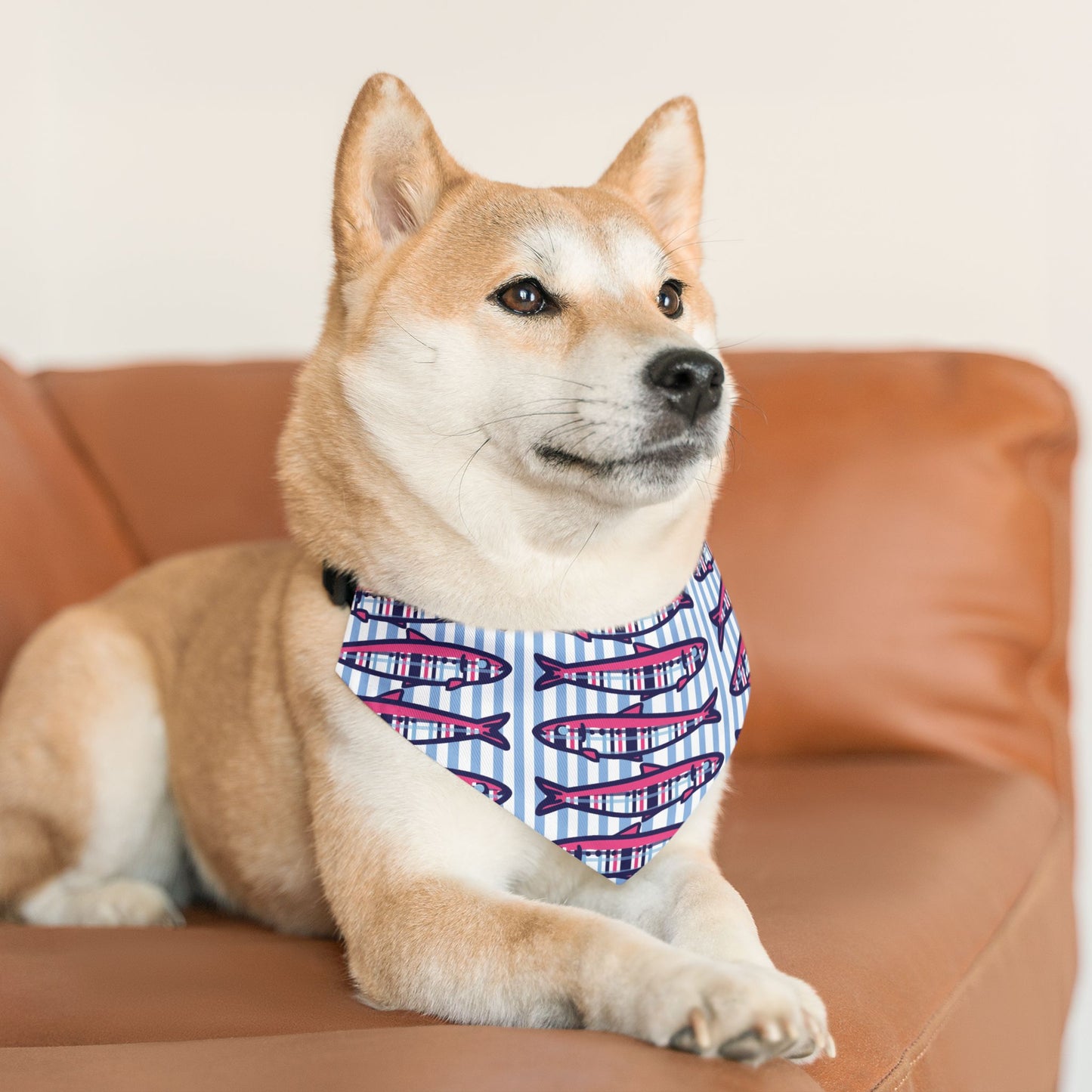 Plaid Sardines Pet Bandana Collar