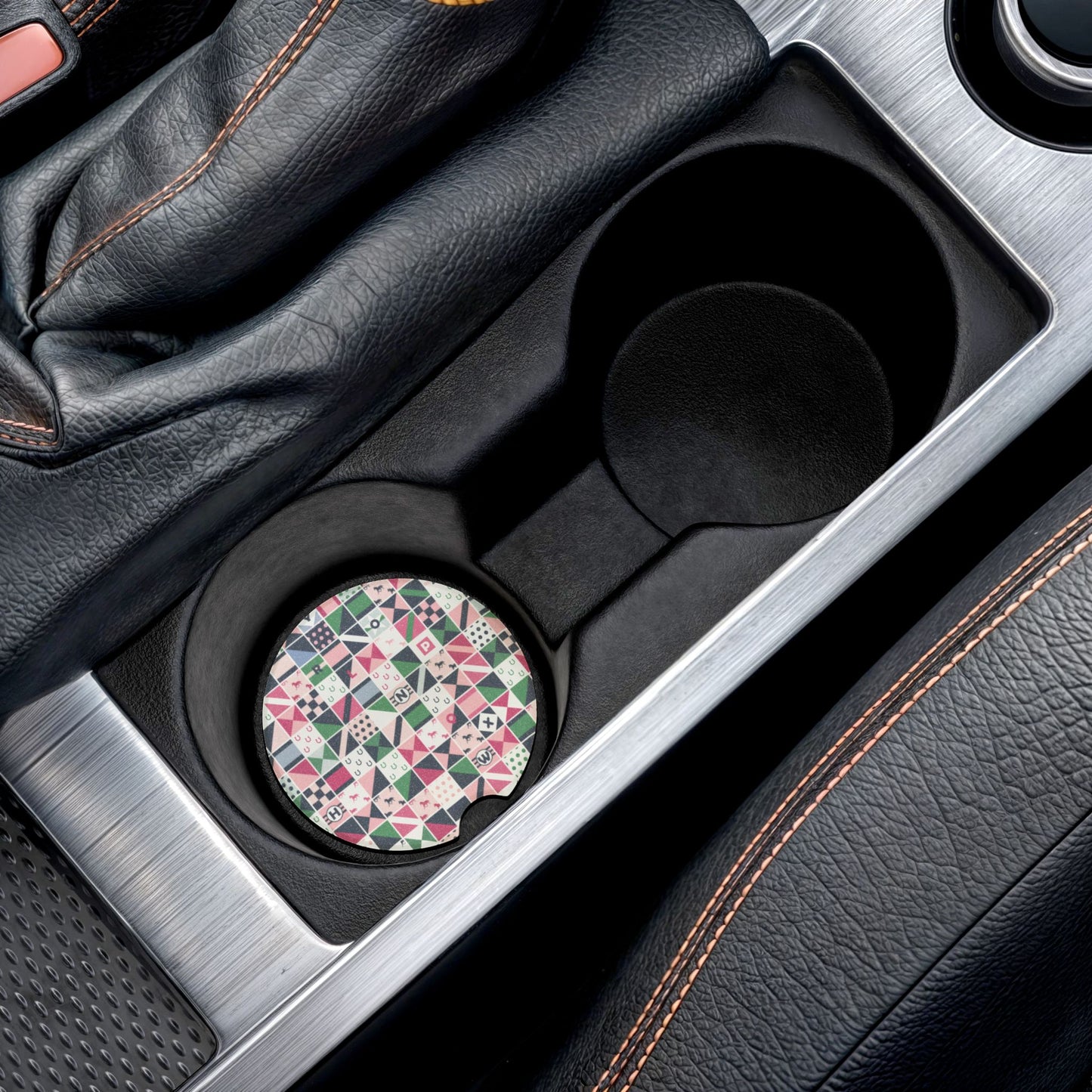 Equestrian Patchwork Soapstone Car Coaster