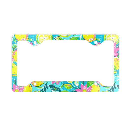 Lemon Floral Metal License Plate Frame