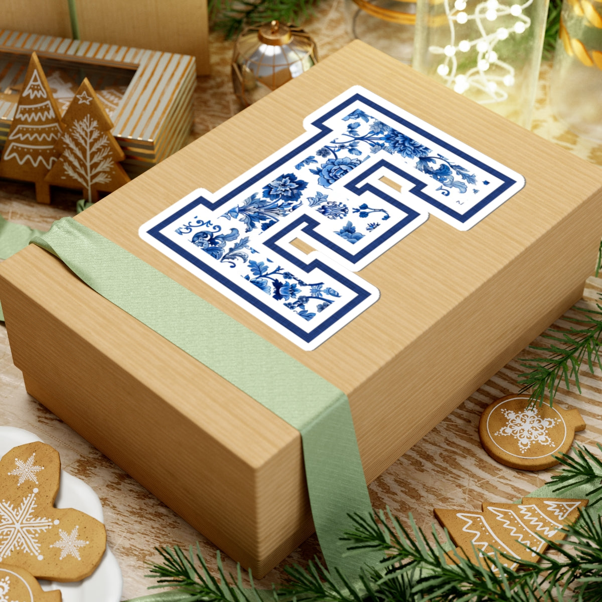 Chinoiserie Letter E Kiss Cut Sticker