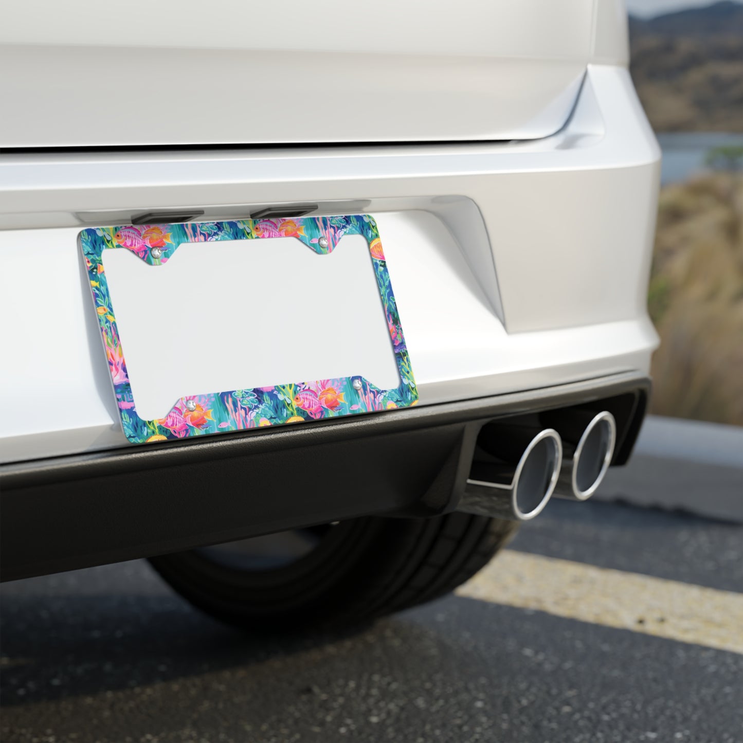 Watercolor Fish Metal License Plate Frame