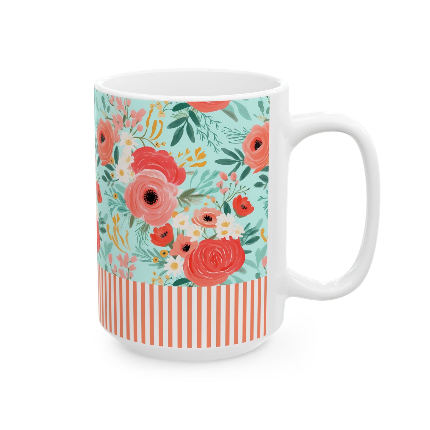 Coral Floral Ceramic Mug