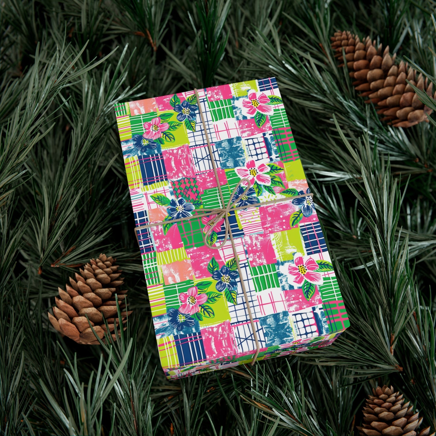 Tropical Madras Pattern Gift Wrap