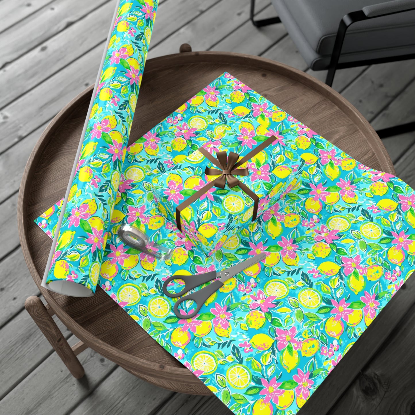 Lemon Floral Gift Wrap