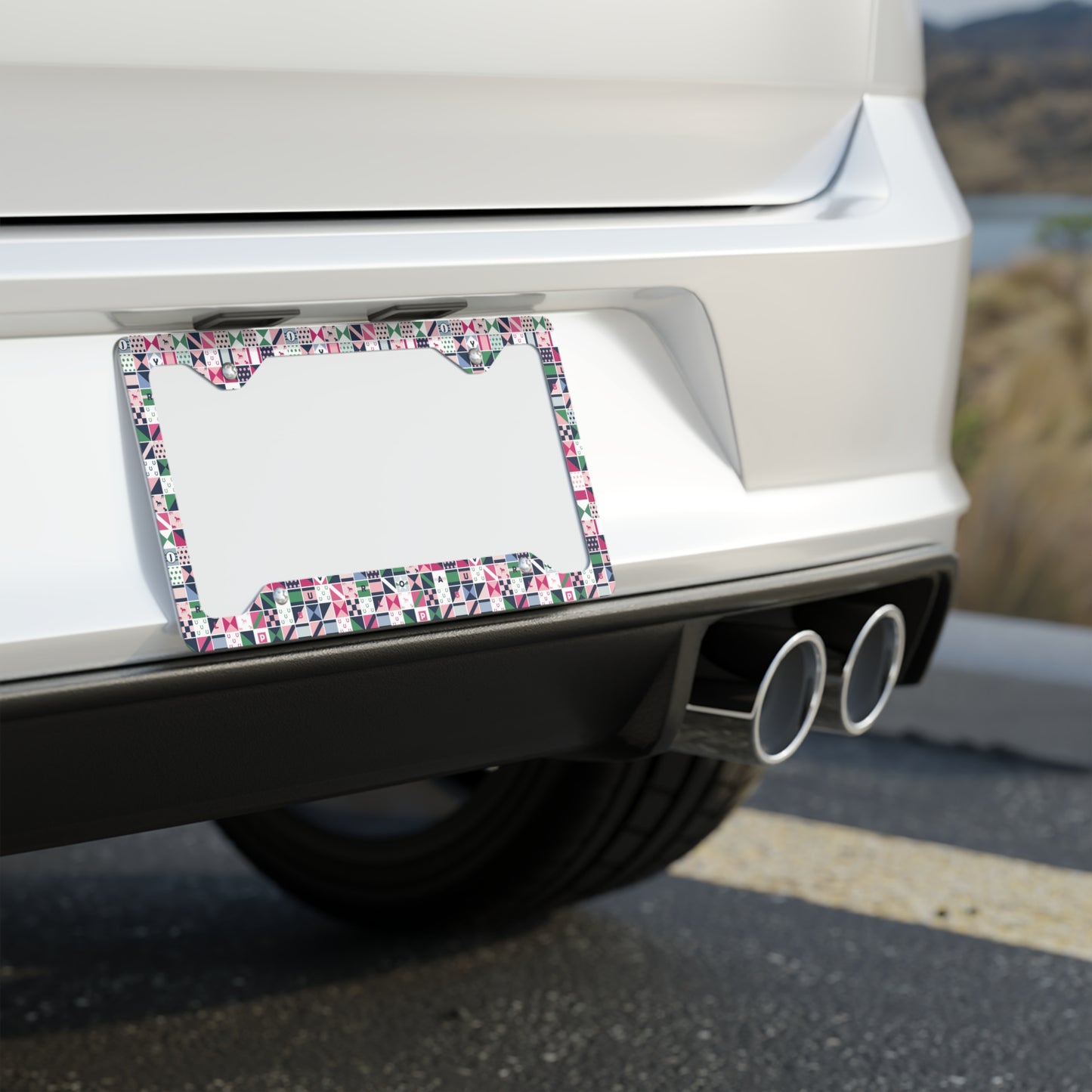 Equestrian Patchwork Metal License Plate Frame