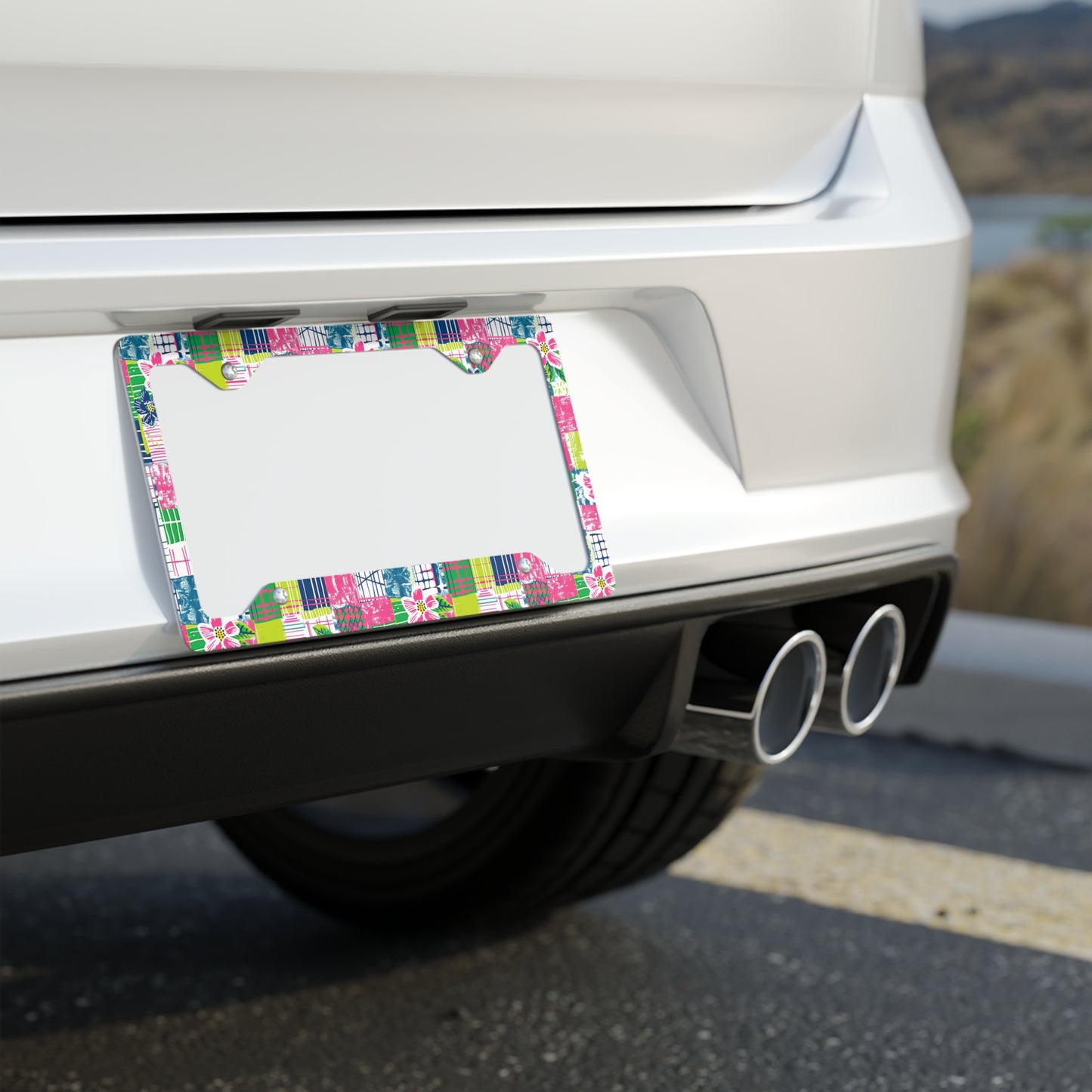 Tropical Madras Metal License Plate Frame