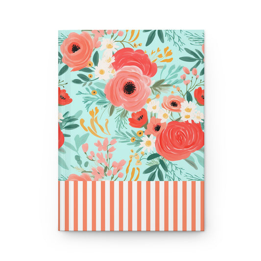 Coral Floral Hardcover Journal