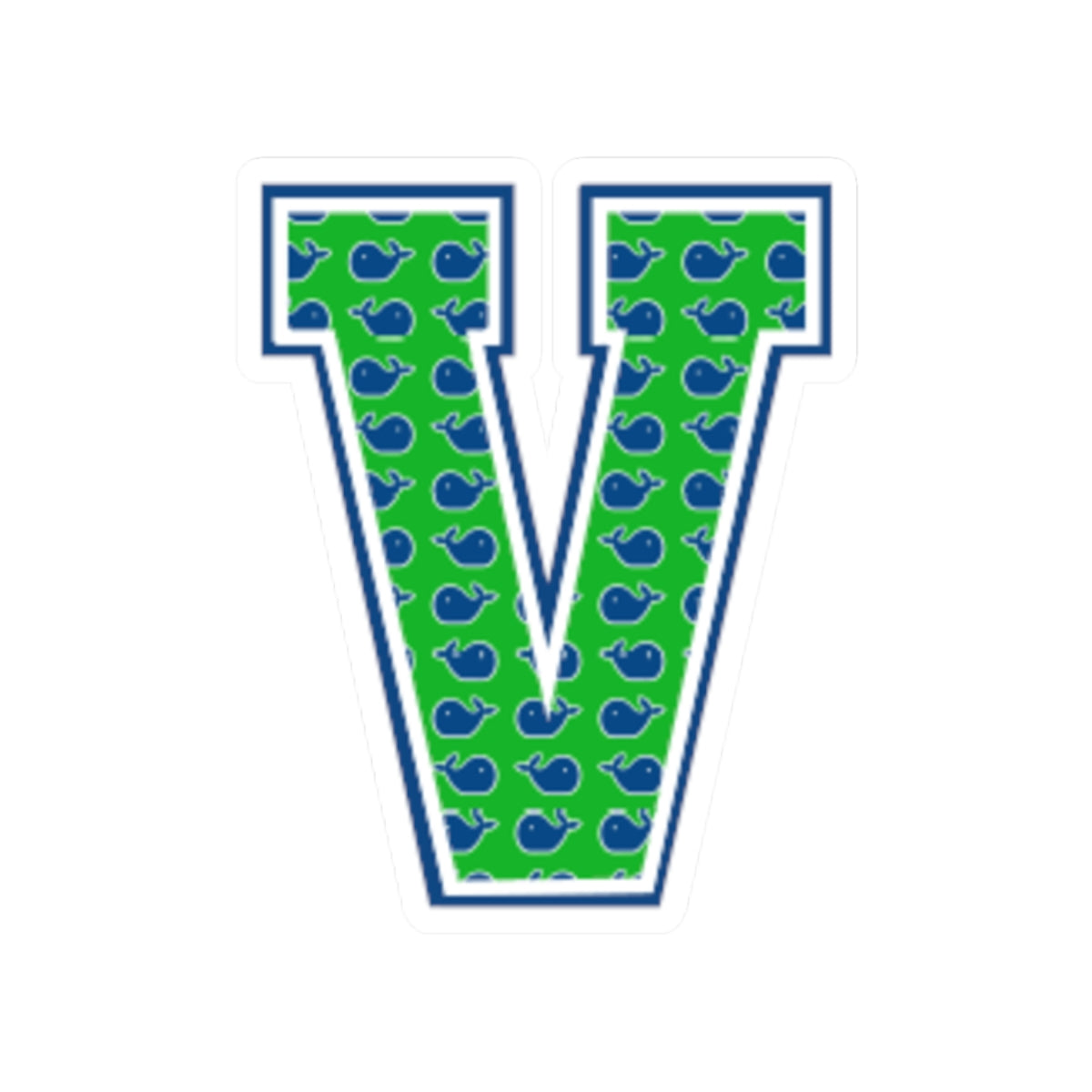 Preppy Letter V Kiss Cut Sticker