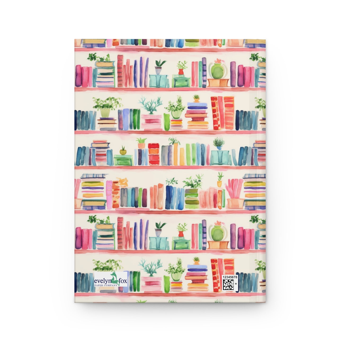 Watercolor Bookshelves Hardcover Journal