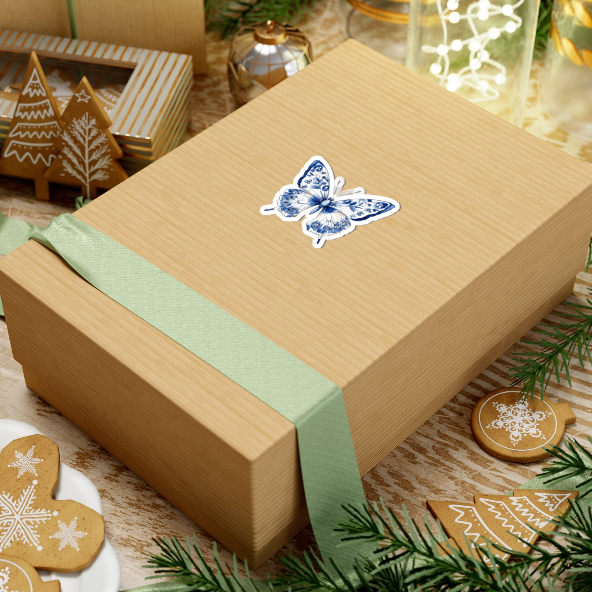 Elegant Blue Butterfly Kiss-Cut Stickers