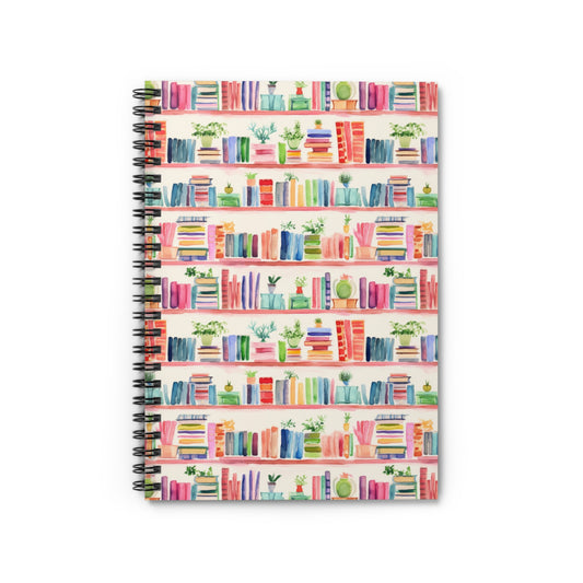 Watercolor Bookshelves Spiral Notebook