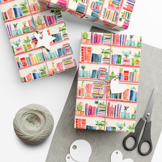 Colorful Bookshelf Gift Wrap