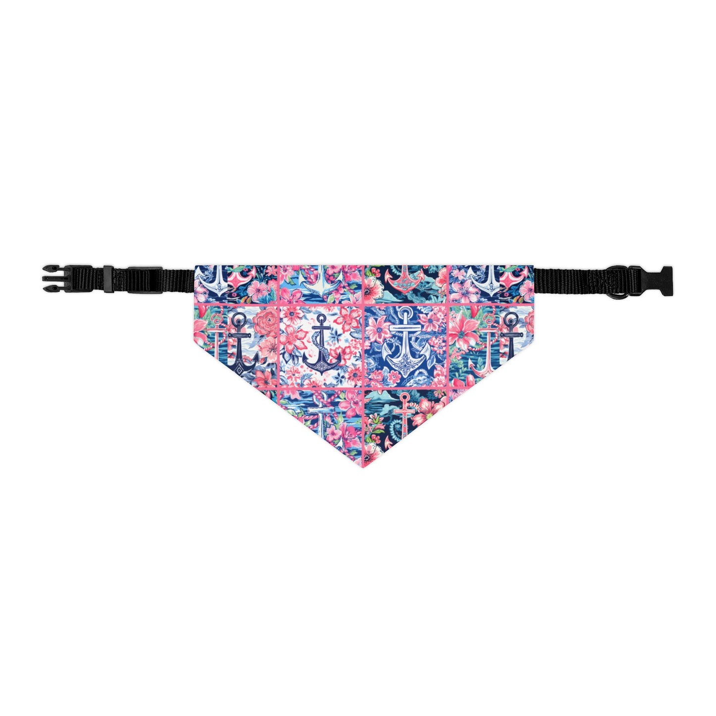 Floral Anchors Pet Bandana Collar