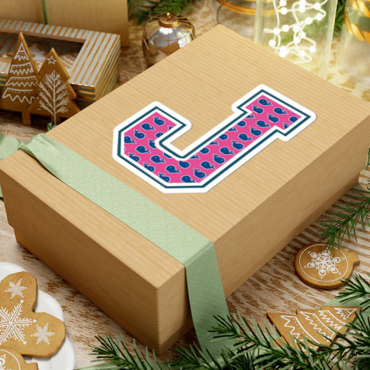 Preppy Letter J Kiss Cut Sticker