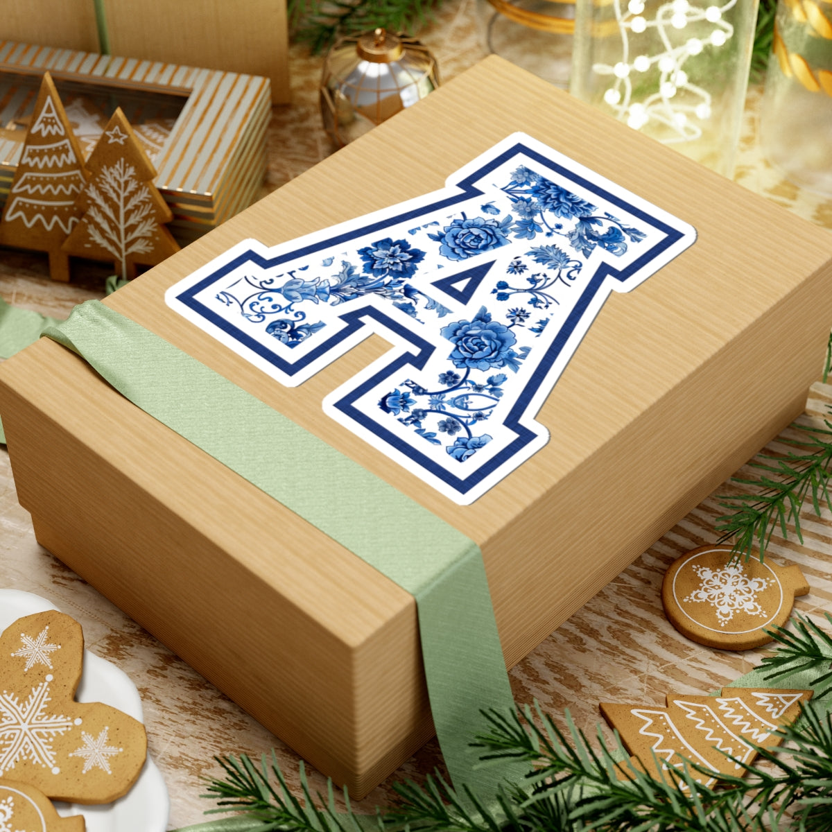 Chinoiserie Letter A Kiss Cut Sticker