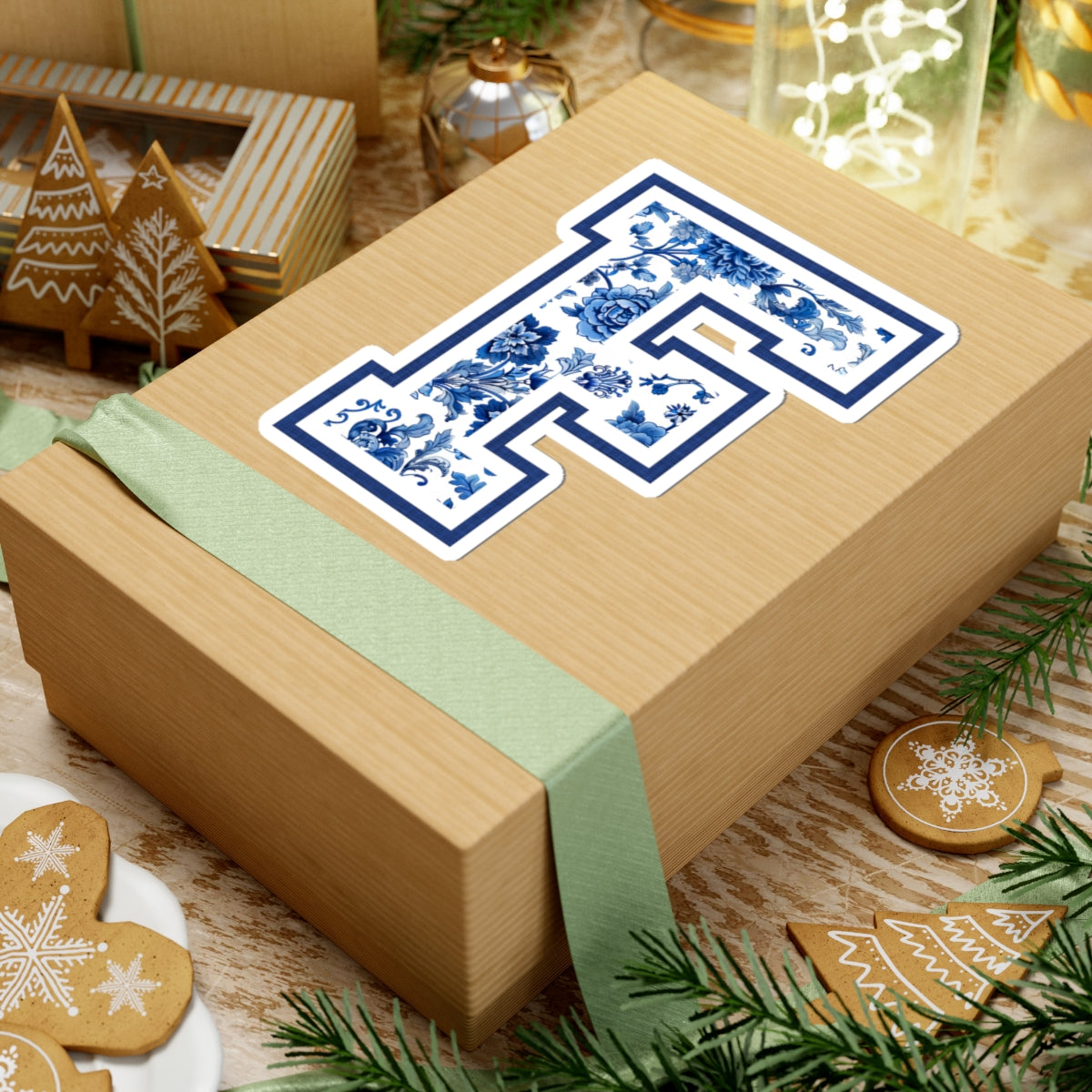 Chinoiserie Letter F Kiss Cut Sticker