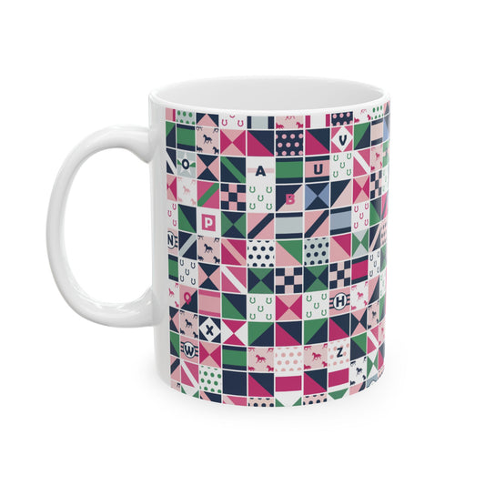 Equestrian Patchwork Ceramic Mug