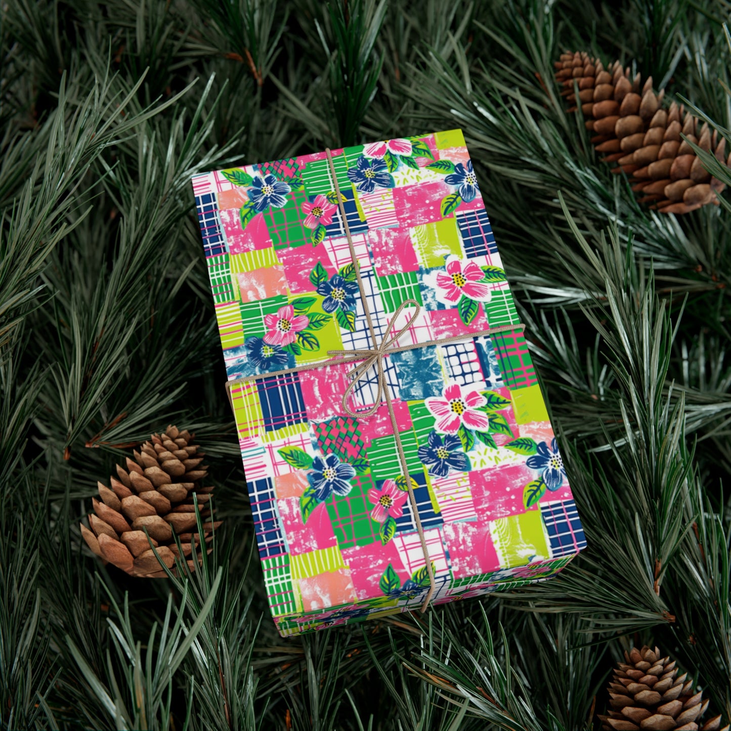 Tropical Madras Pattern Gift Wrap