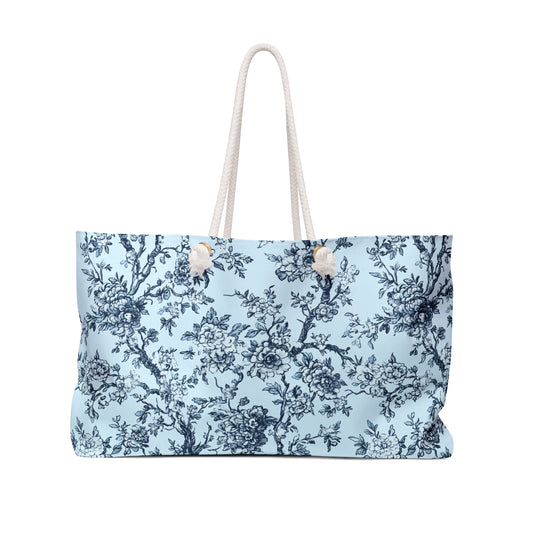 Blue Toile Weekender Bag