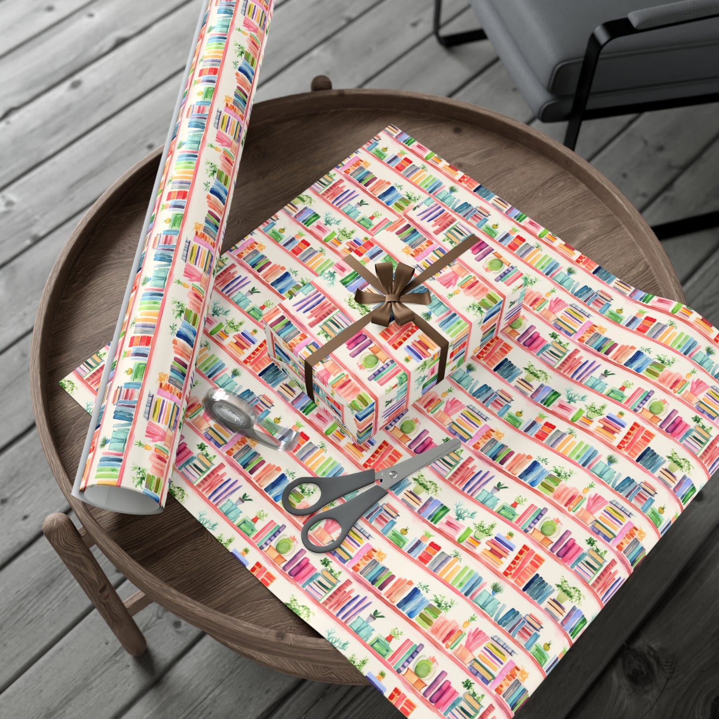 Colorful Bookshelf Gift Wrap