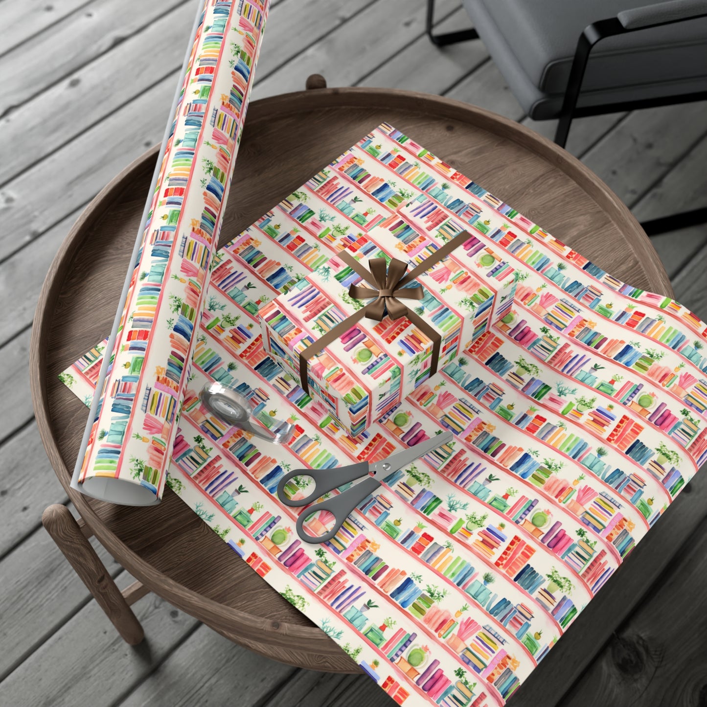Colorful Bookshelf Gift Wrap