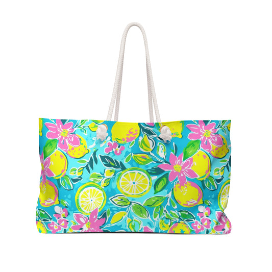 Lemon Floral Weekender Bag