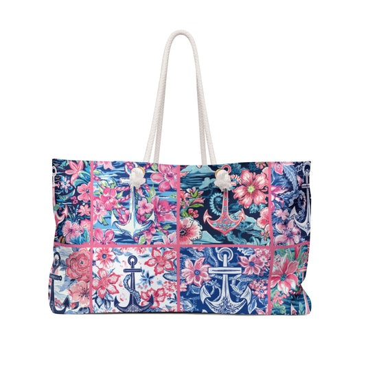 Floral Anchors Weekender Bag