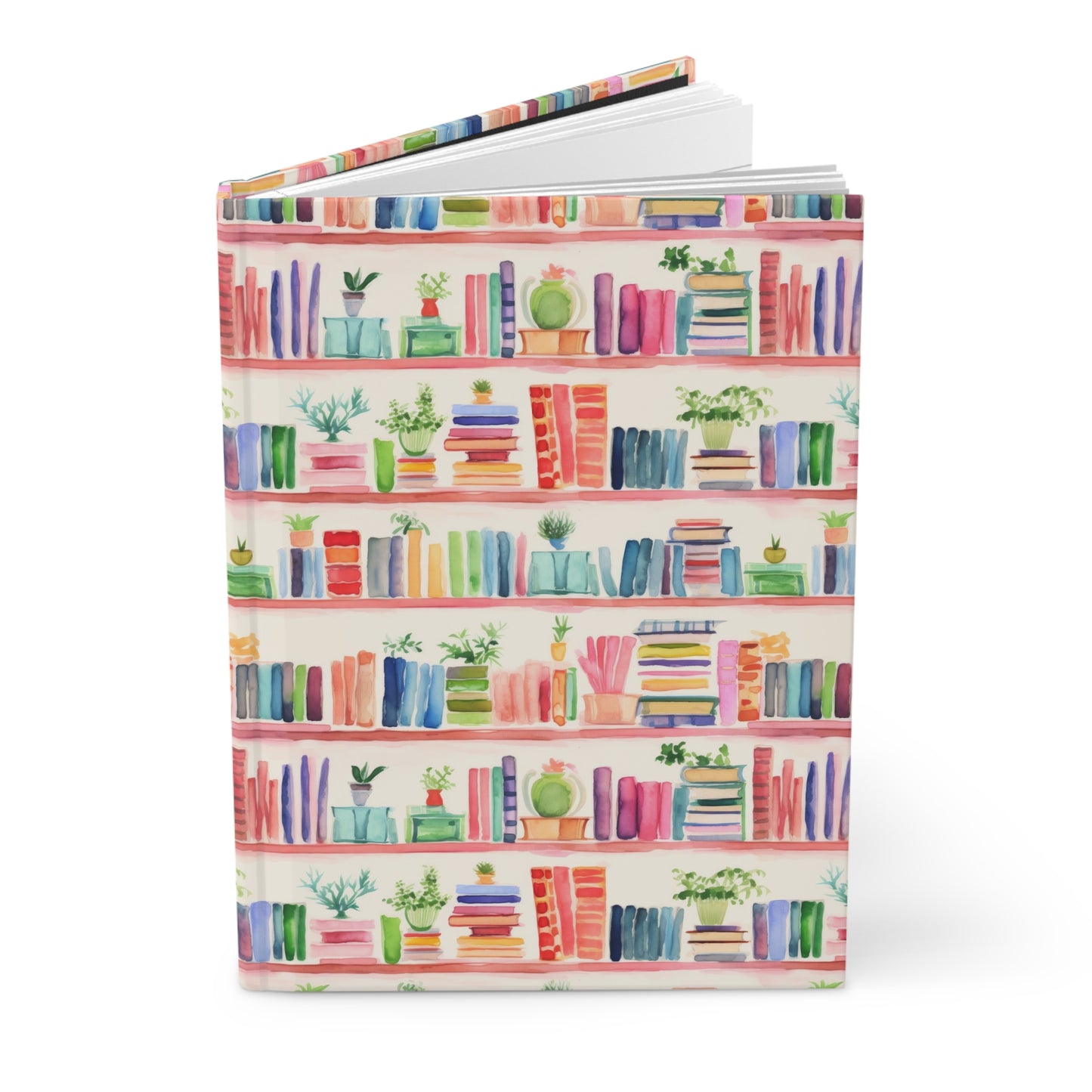 Watercolor Bookshelves Hardcover Journal