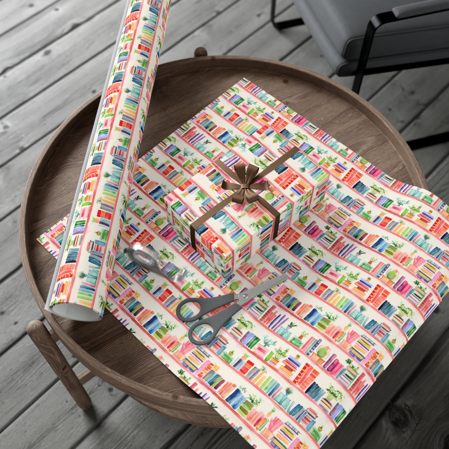 Colorful Bookshelf Gift Wrap