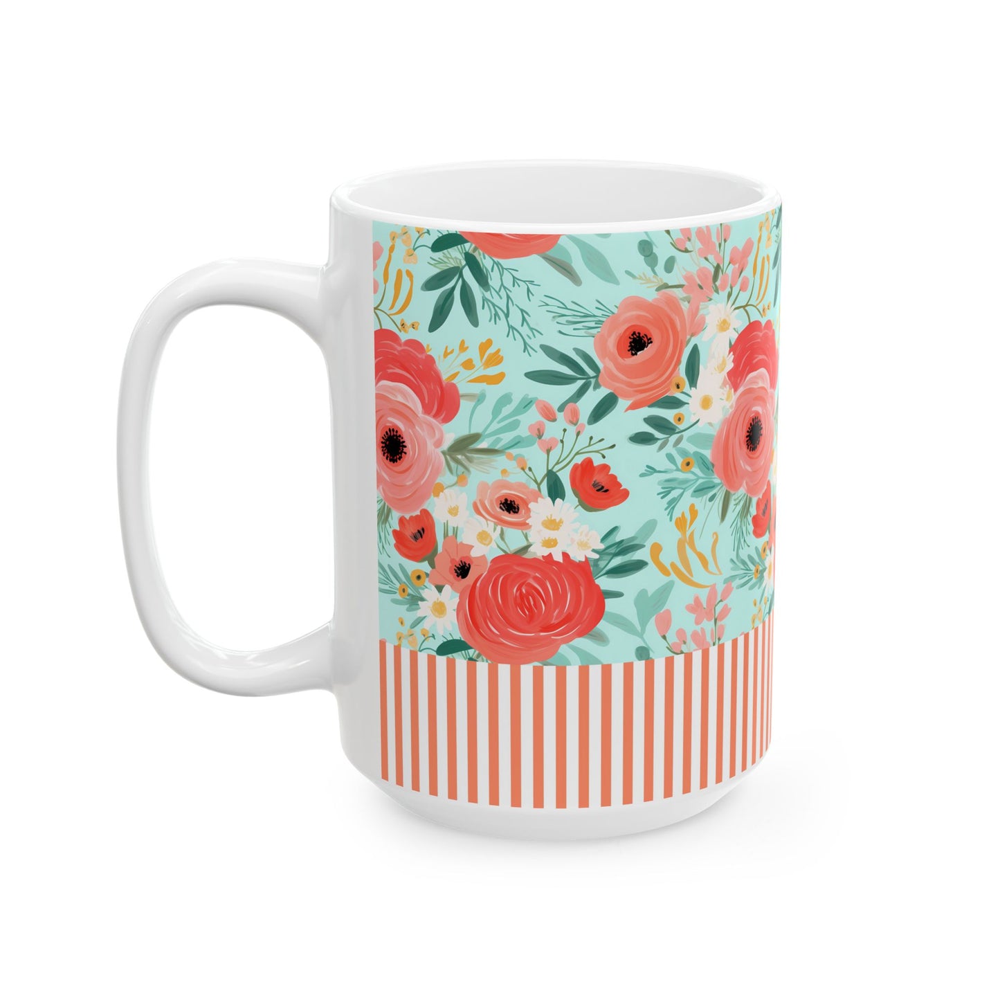 Coral Floral Ceramic Mug