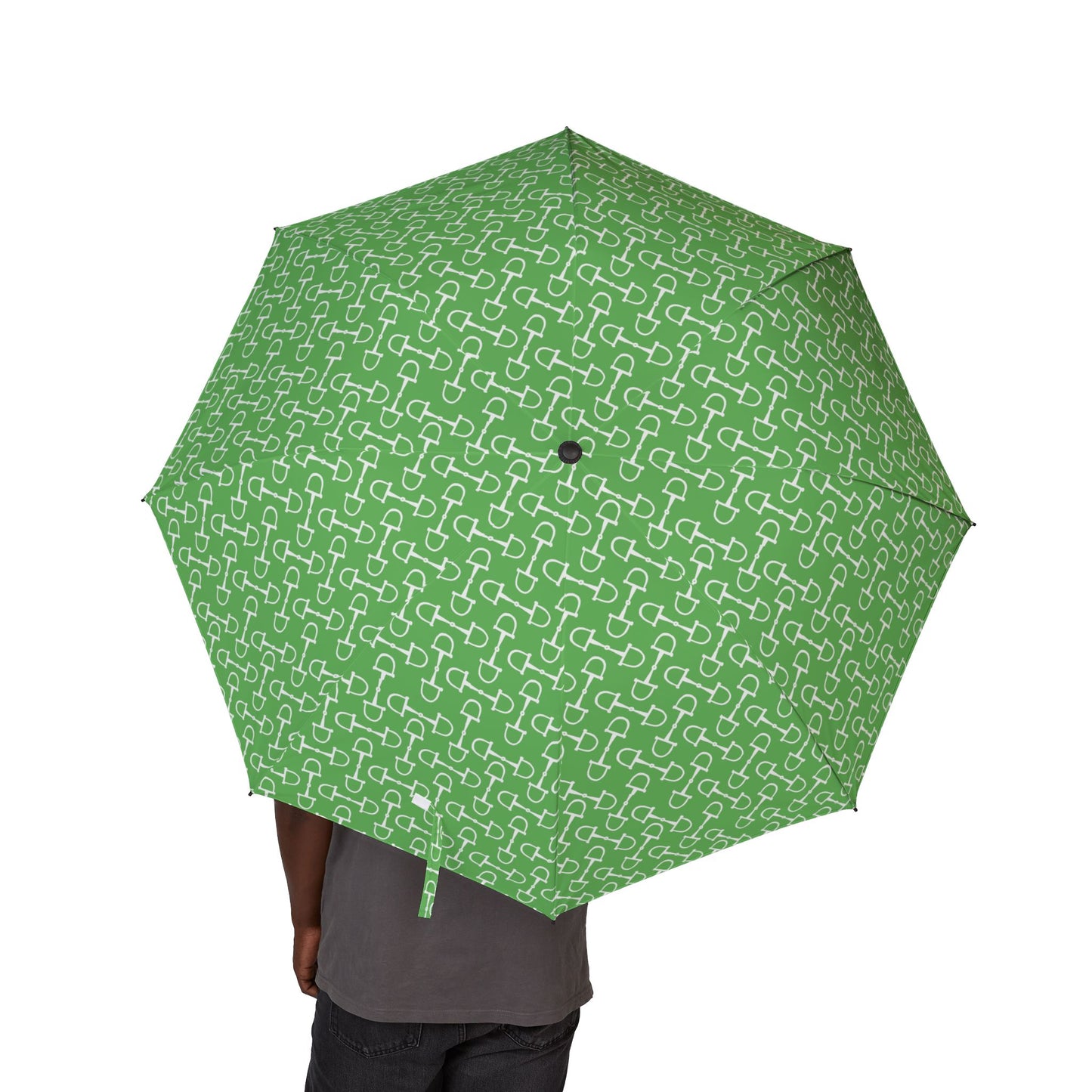 Green Equestrian Semi-Automatic Foldable Umbrella