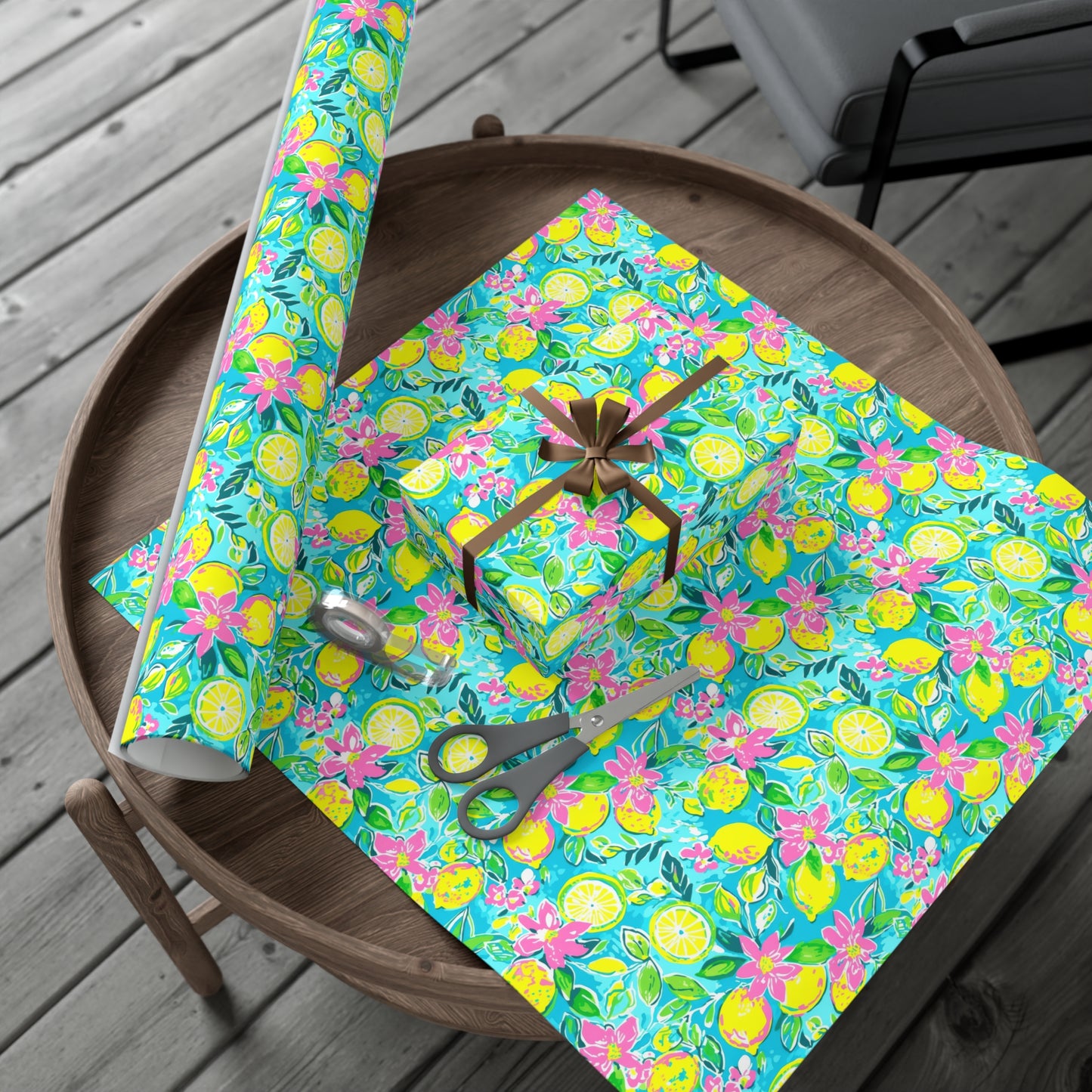 Lemon Floral Gift Wrap