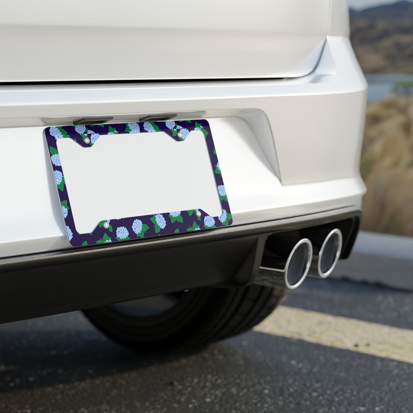 Hydrangea Metal License Plate Frame
