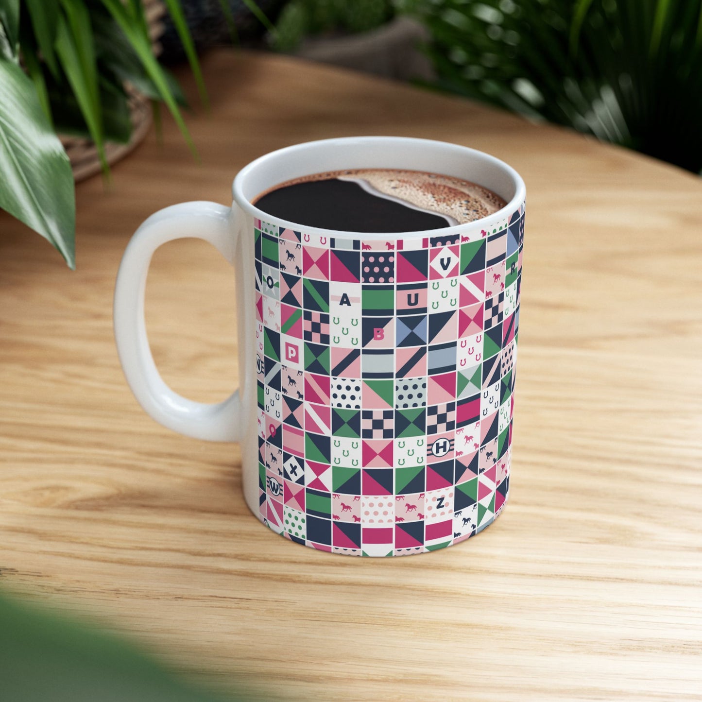 Equestrian Patchwork Ceramic Mug