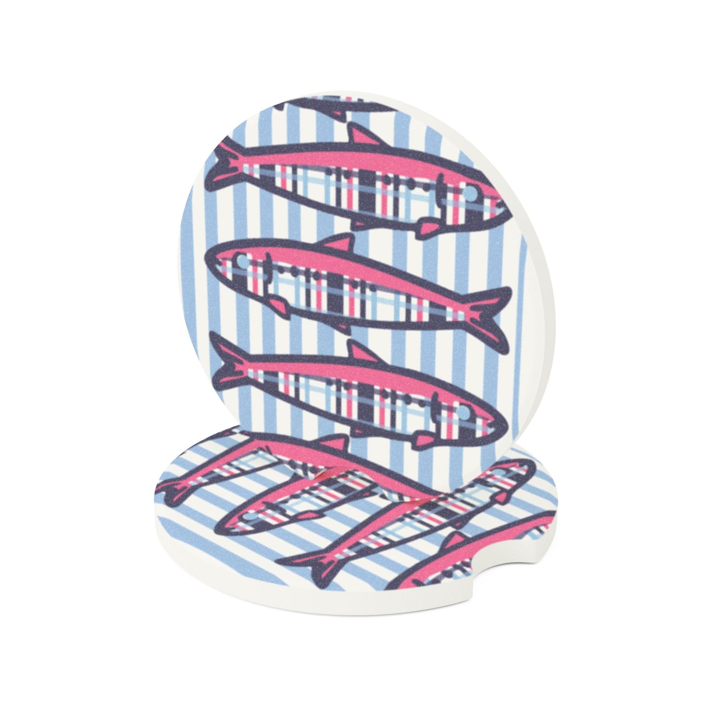 Plaid Sardines Soapstone Car Coaster