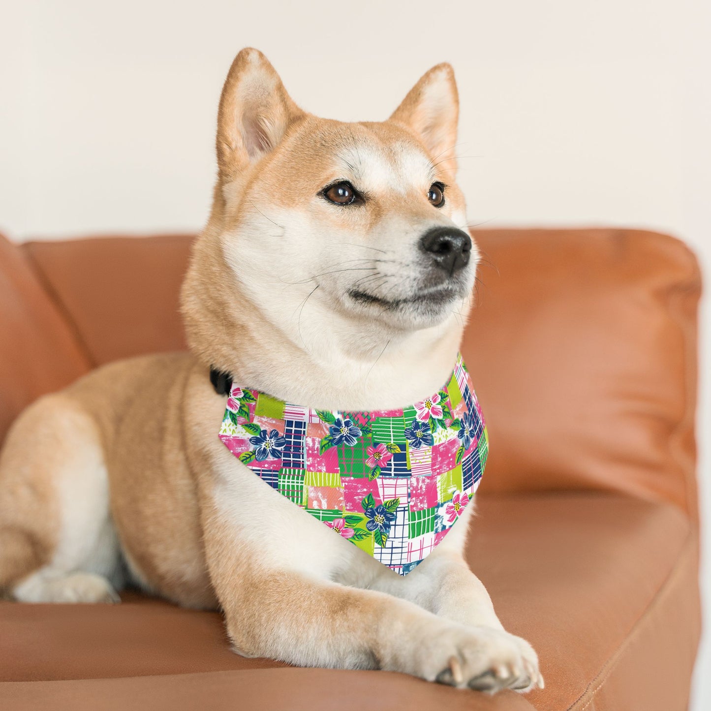 Tropical Madras Pet Bandana Collar